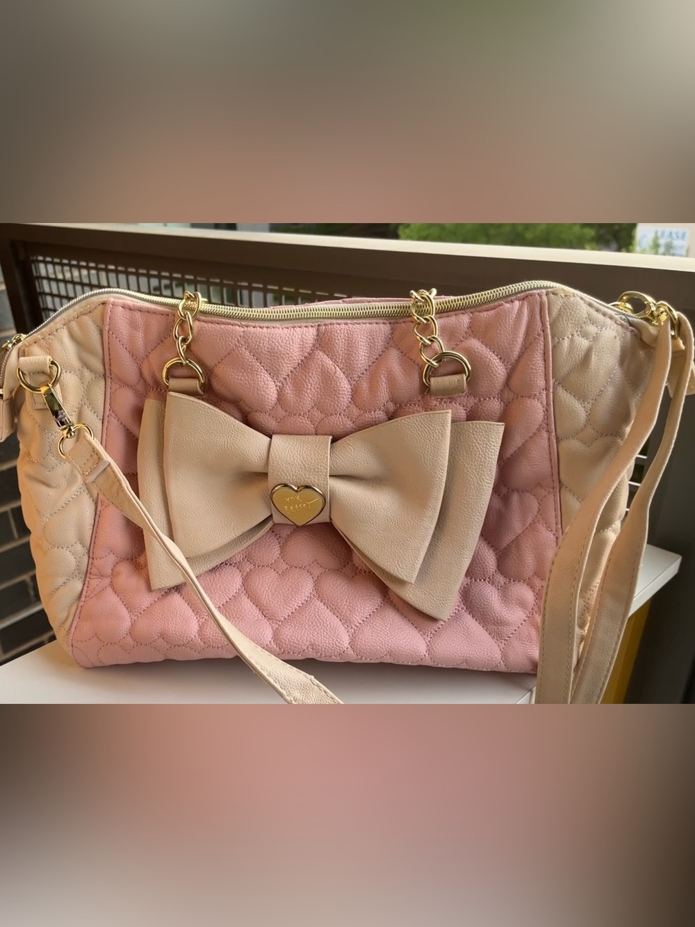 Betsey Johnson Quilted Hearts Satchel